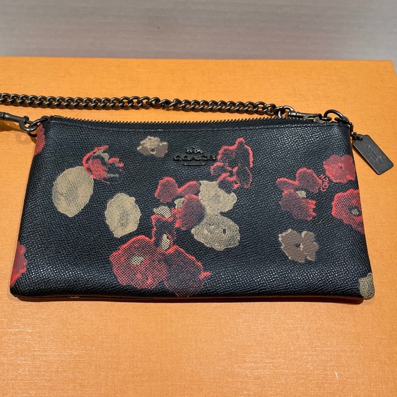 Coach Handbags - Coach Crossbody Black with red and beige floral